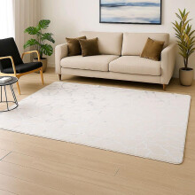 (Cream, Silver) Luxury Marble Effect Rug Soft Non-Slip Washable Carpet for Living Room Bedroom & Home Decor