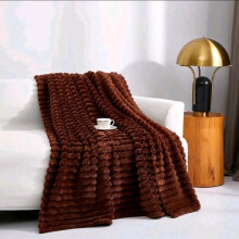 (Brown, King 200×240cm) Super Soft Faux Fur Ribbed Fleece Throw Blanket – Winter Warm Double/King Size, Ideal for Bed, Sofa, or Chair