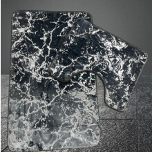 (Grey Silver) Marble Bathroom Rug Set 2 Pcs, Super Soft Absorbent Bathroom Floor Mats, Shower Mats, Soft Non-Slip Mats Black Gold