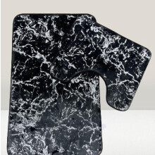 (Black Silver) Marble Bathroom Rug Set 2 Pcs, Super Soft Absorbent Bathroom Floor Mats, Shower Mats, Soft Non-Slip Mats Black Gold