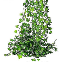 12pcs Artificial Wall Hanging Green Sweet Potato Leaf Vines Wedding Garden Decor - Green