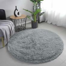 (Grey Round, Round 120 x 120 CM) Yorkshire Luxury Shaggy Rug for home decor – Soft, Fluffy, Non-Slip & Hypoallergenic | Modern Indoor Rug for Bedroom, Living Room and