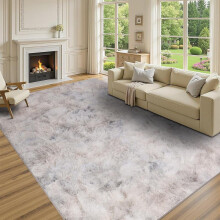 (Tie Dye Light Grey, 50 x 80 CM) Yorkshire Luxury Shaggy Rug for home decor – Soft, Fluffy, Non-Slip & Hypoallergenic | Modern Indoor Rug for Bedroom, Living Room and