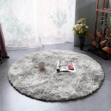 (Tie Dye Light Grey Round, Round 120 x 120 CM) Yorkshire Luxury Shaggy Rug for home decor – Soft, Fluffy, Non-Slip & Hypoallergenic | Modern Indoor Rug for Bedroom, Living Room and