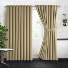(Beige, 66" x 54") Ready Made Blackout Eyelet Curtains – 99% Light Blocking, Thermal Insulated, Noise Reducing, Energy Efficient, Window and Door Drapes