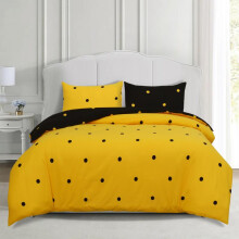 (Yellow & Black Dotted, Single) Stylish 3 Pieces Microfiber Printed Duvet Cover Set – 16 Beautiful Designs, Available in Single, Double, King, and Super King
