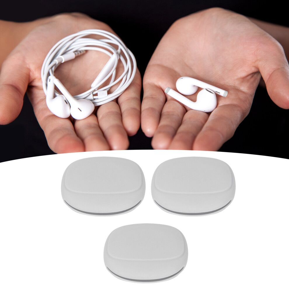 3Pcs Silicone Earbud Cases Portable Storage Pouch 9X8cm Grey 5071351166184