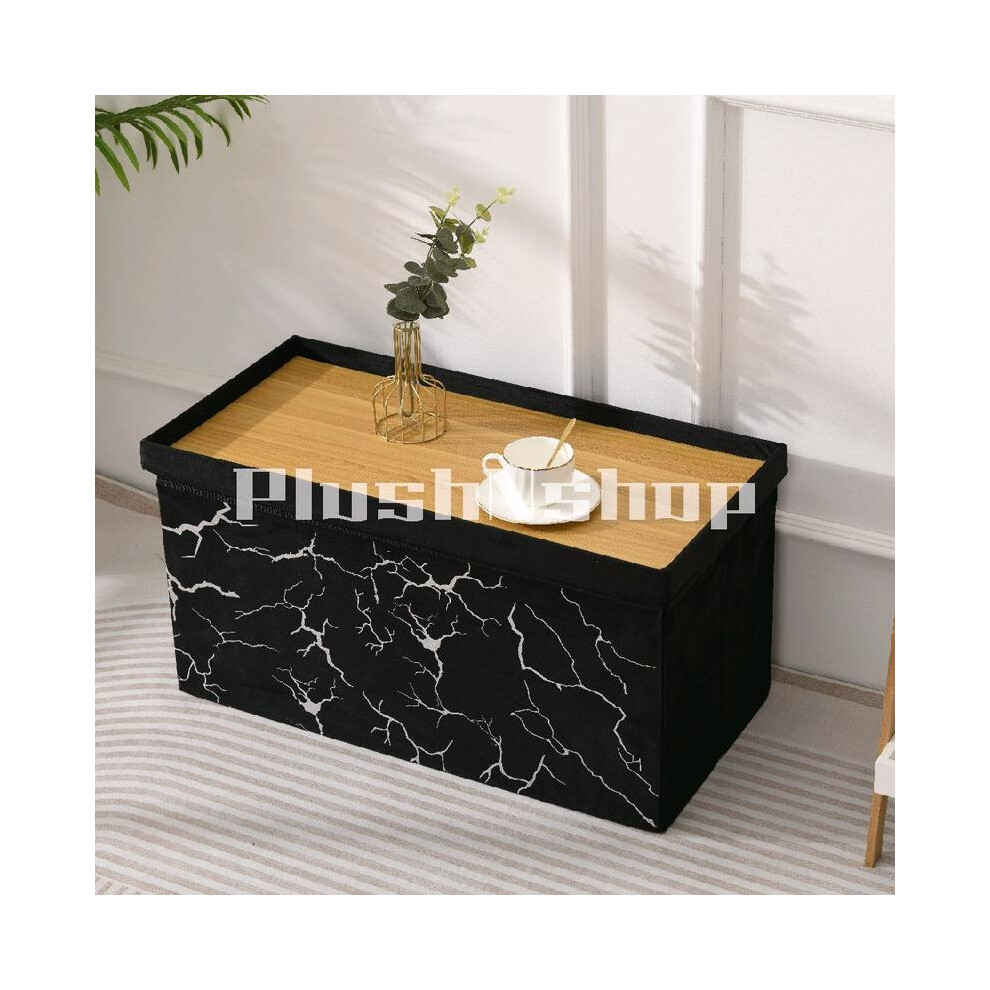 (Black-Silver, 1STR Small) Premium Lush Velvet Two-Seater Ottoman with Greek Geometric Circle and Square Pattern Stylish Storage Bench Gift Organiser-image-OPC-PKMYDH9-NEW