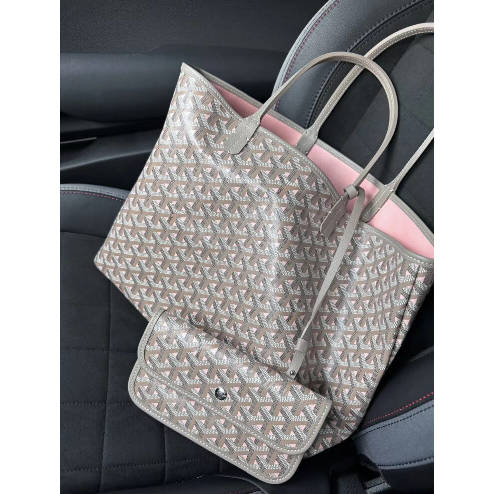 (Gris/, L) Stylish Open-Top Tote Bag With Matching Purse, Large Capacity Tote Mother Bag Shopper Bag For Work, Uni & Everyday Use, Gift For Women Pink