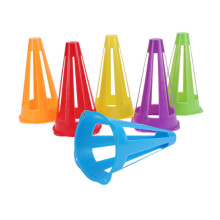 Football Obstacle Sign Bucket Plastic Marker Cones 6-Piece Soccer Cones For Drills, Wind-Proof Playing Field Markers