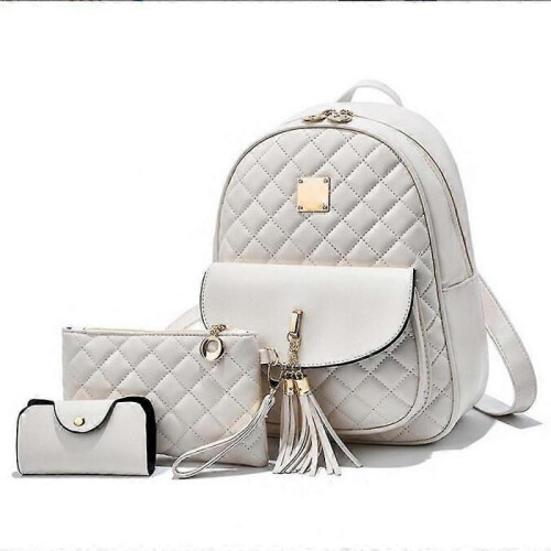 Women's Elegant Leather Backpack - 3 In 1 Casual Daypack Backpacks,white