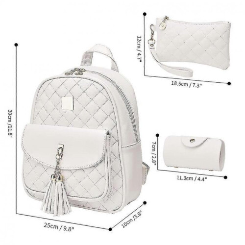 Women's Elegant Leather Backpack - 3 In 1 Casual Daypack Backpacks,white 1