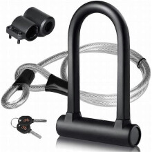 U-Bike Lock U+Steel Cable Lock with Bracket 2 in 1 U-Bike Lock Flexible Steel Cable