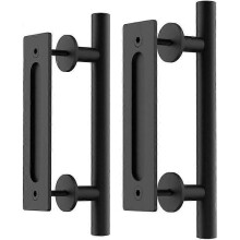 30cm 2 Pack 12 Inch Sliding Door Handle, Black, Sliding Door Handle, Large Rustic Size, Suitable for Gates, Garages, Cabinets