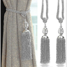 Curtain Tiebacks, Crystal Beads Tassels Curtain Tiebacks, Decorative for Home Office Window Curtain 2 Pcs