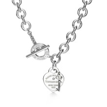 (Silver TO heart-shaped key necklace with diamonds) New heart-shaped brand TO clasp fashionable necklaces in various styles