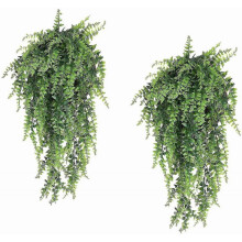 2pcs Faux Plastic Botanical Boston Fern Vines Hanging Ivy Ornament Wedding Wreath Ornament