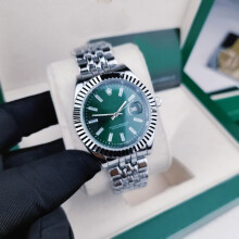 (Style W) Green Submariner 41mm non-mechanical men's quartz watch with solid steel band and luminous waterproof watch
