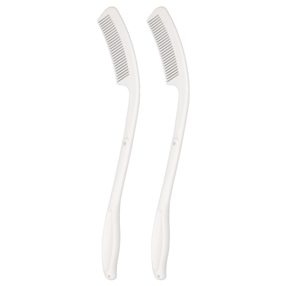 Unisex 2Pcs Long Curved Handle Comb Portable Abs Hair Care Comb For Elderly & Disabled