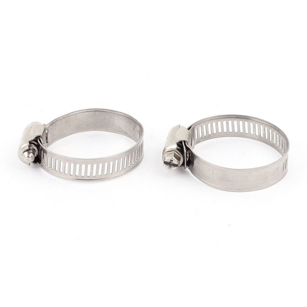 21Mm To 44Mm Adjustable Stainless Steel Worm Gear Hose Clamps Tone 2 Pcs For Automotive And Plumbing Hoses Silver 9084446020823