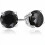 (Black Spinel) 2 Carat Created White Sapphire Sterling Silver Stud Earrings, 6mm 1