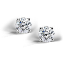 (White Sapphire) 2 Carat Created White Sapphire Sterling Silver Stud Earrings, 6mm