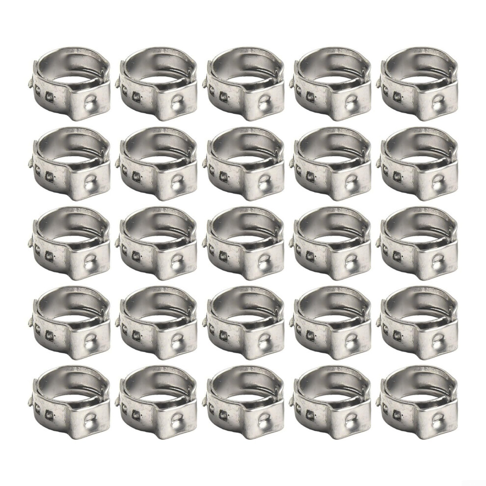 Stainless Steel Single Ear Hose Clamps 25Pcs Set, 12.8Mm Hose Clamp Size For Sealing Hoses Across Different Applications 9084446020939