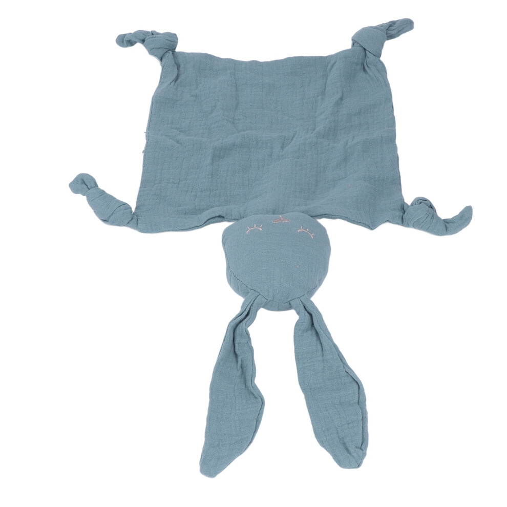 Baby Stuffed Bunny Security Blanket Cotton Yarn Soft Twin Layer Toy Blue