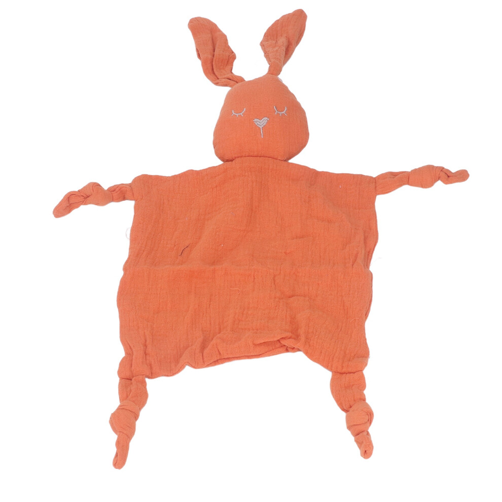 Baby Stuffed Bunny Security Blanket Double Layer Cotton Yarn Soft, Absorbent Orange