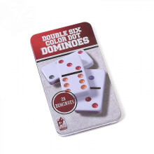 (As show, One size) XYC Double 6 Dominoes Set with Colored Dots Game Set - White Dominoes 28 Piece Set Toy in Tin Case - Six Dot Dominoes Match & Educational Game