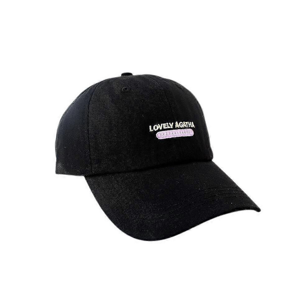 Kikidex (As Show, One Size) Hat Women's All-Match Alphabet Baseball Cap Street Thin Breathable Capblack