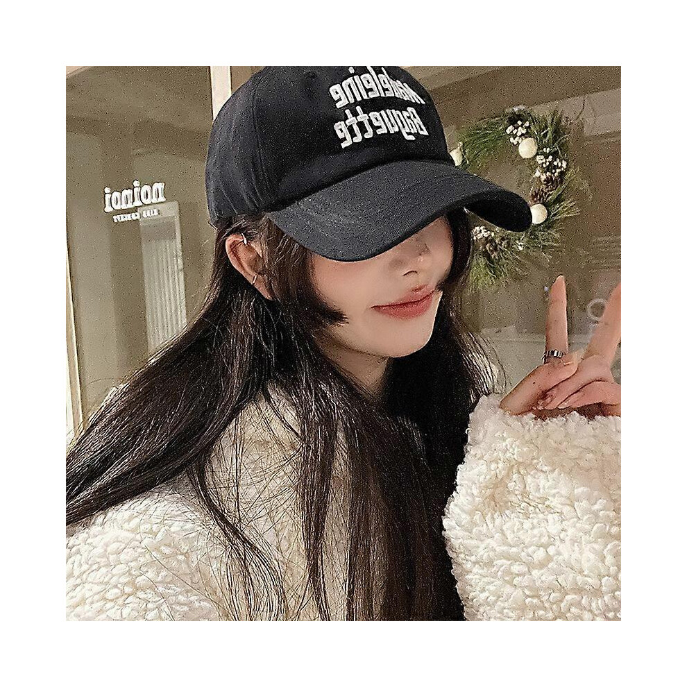 Kikidex (As Show, One Size) Simple Letter Baseball Cap Women's Spring And Summer All-Match Hat Show Face Small Capblack