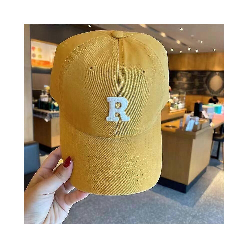 Kikidex (As Show, One Size) New Baseball Cap Women, Embroidered Simple Student All-Match Cotton R Letter Cap Hatturmeric