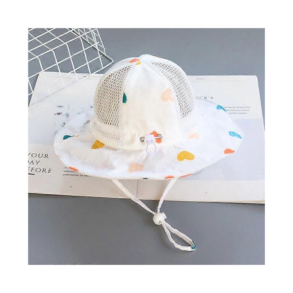 Kikidex (As Show, One Size) Children's Hats Girls Big Brim Adjustable Sunscreen Sunshade Mesh Hat Thin Section Baby Fisherman Sun Hatwhite Light