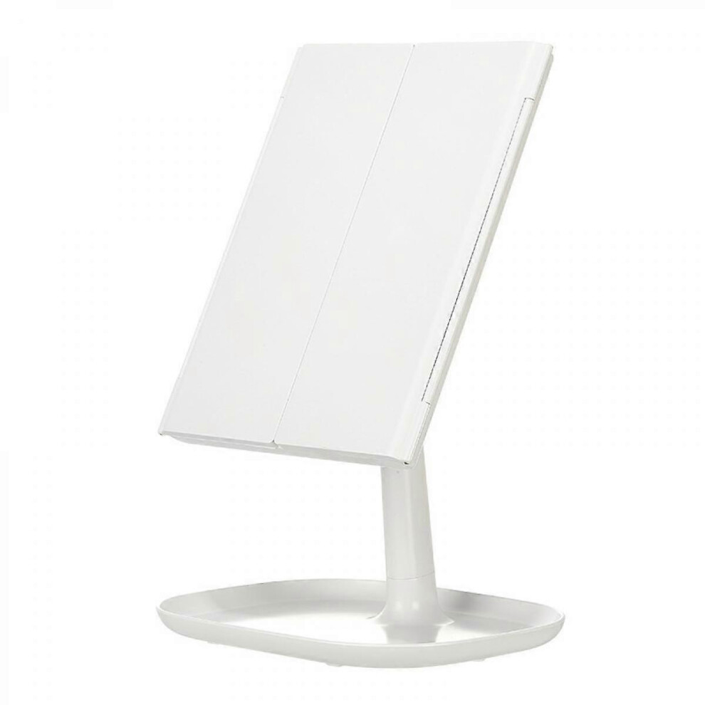 Kikidex (As Show, One Size) Illuminated Vanity Mirror With Led Light, 1X/2X/3X Magnifier, Tri-Fold Vanity Mirror, Smart Touch Adjust Brightness, 3 Color Light