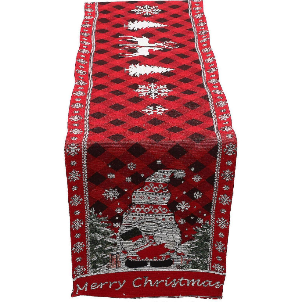 (180X34X0.5CM-As shown 1) Festival Table Runner Christmas Theme Tablecloth Christmas Table Decoration