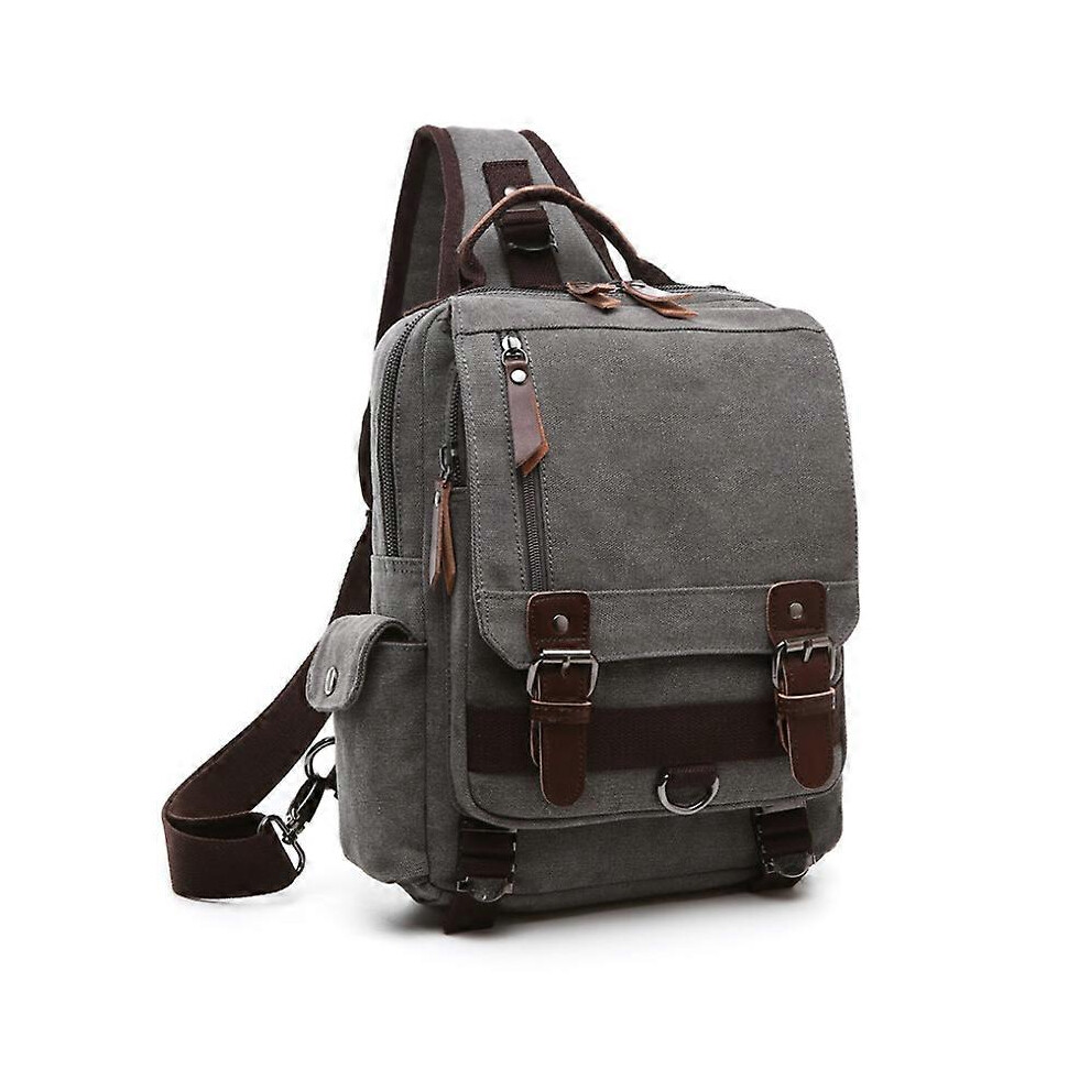 Kikidex (As Show, One Size) Canvas Crossbody Messenger Bag Shoulder Sling Backpack Travel Rucksack Shoulder Grey