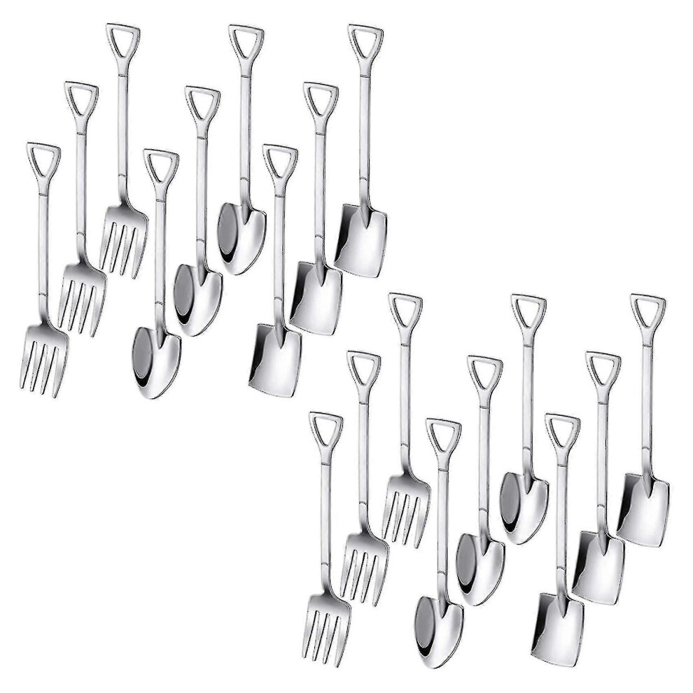 18 Pieces Shovel Spoon Fork Shovel Teaspoon Shovel Handle Dessert Spoon Ice Shovel Xixi Cream