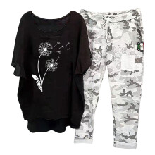 Women's Two-Piece Elegant T-Shirt Top And Trousers, Crew Neck Short Sleeve Tracksuit Set, Loose Loungewear, Summer Solid Yoga Outfit