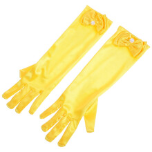 1 paar lange Satin-Handschuhe mit Schleife für Blumenmädchen, gelb