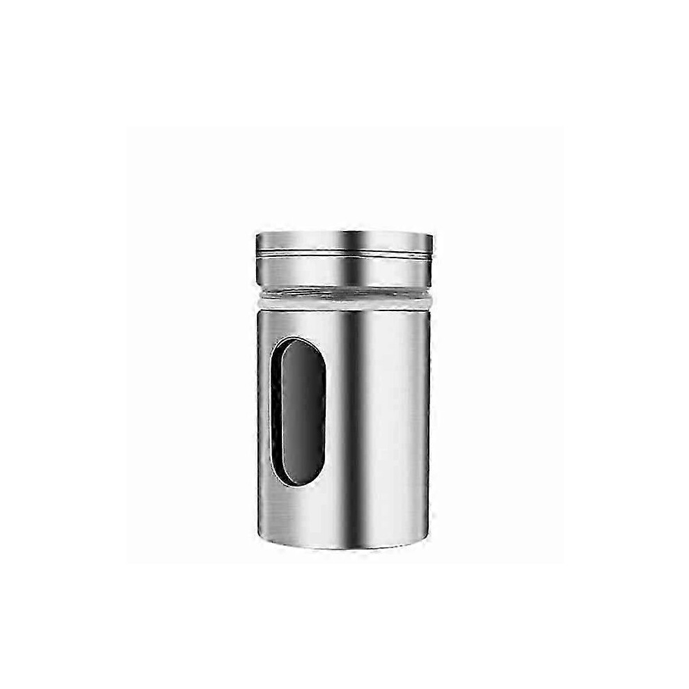 Clear Salt Pepper Shaker Flour Sugar Shaker Sifter Stainless Steel Chocolate Shaker Condiment Dispenser Powder Shaker for Sugar Salt Flour Coconut