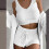 (White, S) 3pcs Ultimate Relaxation Soft Texture Pajamas Set With Wide 1
