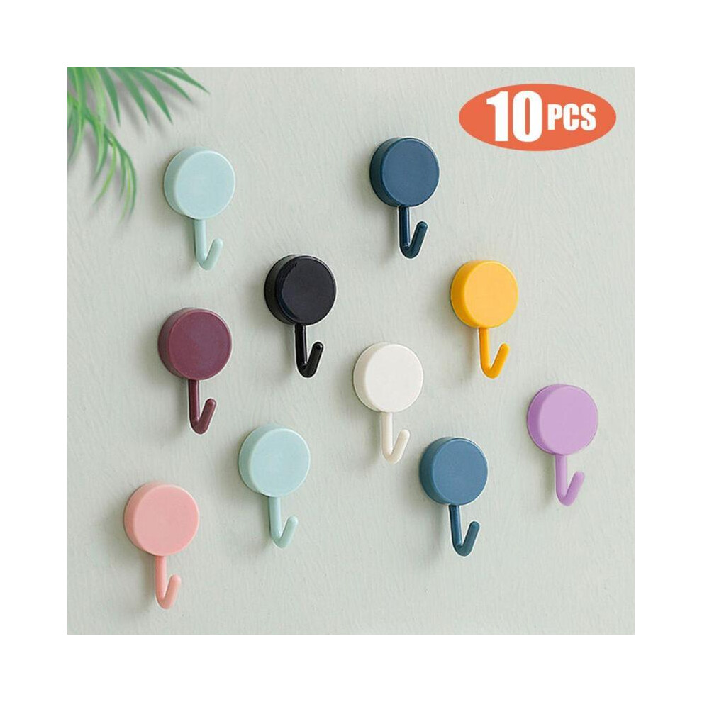 (Random Color, One-Size) 10Pcs Hooks, Random Color Wall Hook, No Punch Self-Adhesive Kitchen Towel Hook, Home Storage Accessories 5071832402756