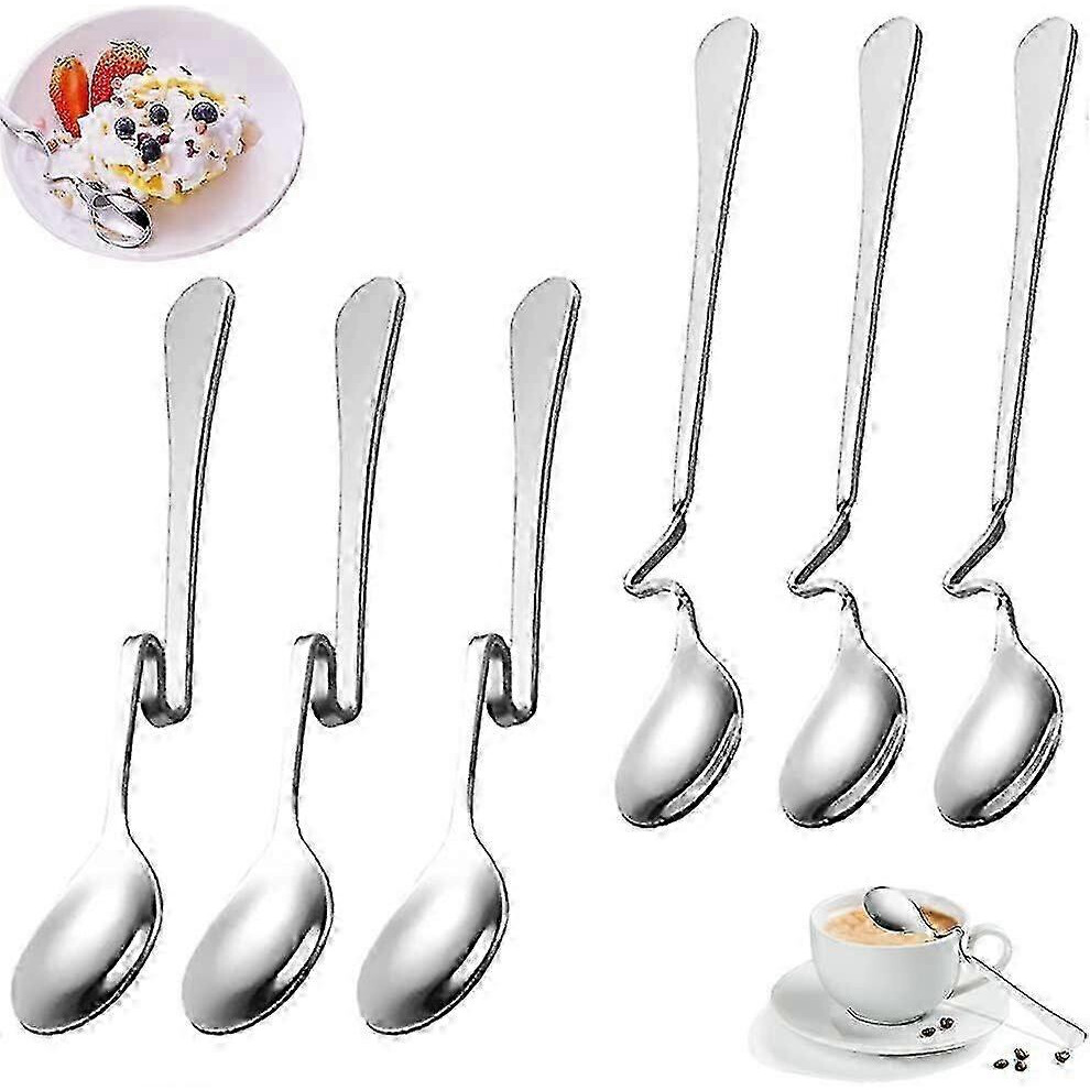 Pack Jam Spoons, Long Straight Hanging Spoons, Stainless Steel Folding Coffee Spoons, Hanging Honey Dipper with Curved Handles