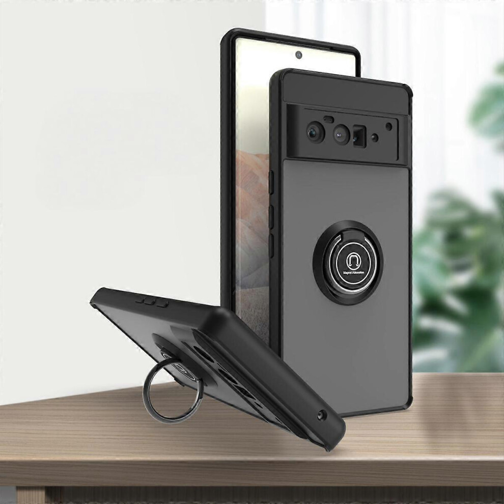 Kikidex (As Show, One Size) For Google Pixel 6 Pro Cover, Ring Stand Bracket 15Ft Drop Test Shockproof Cover For Pixel 6 Pro Black
