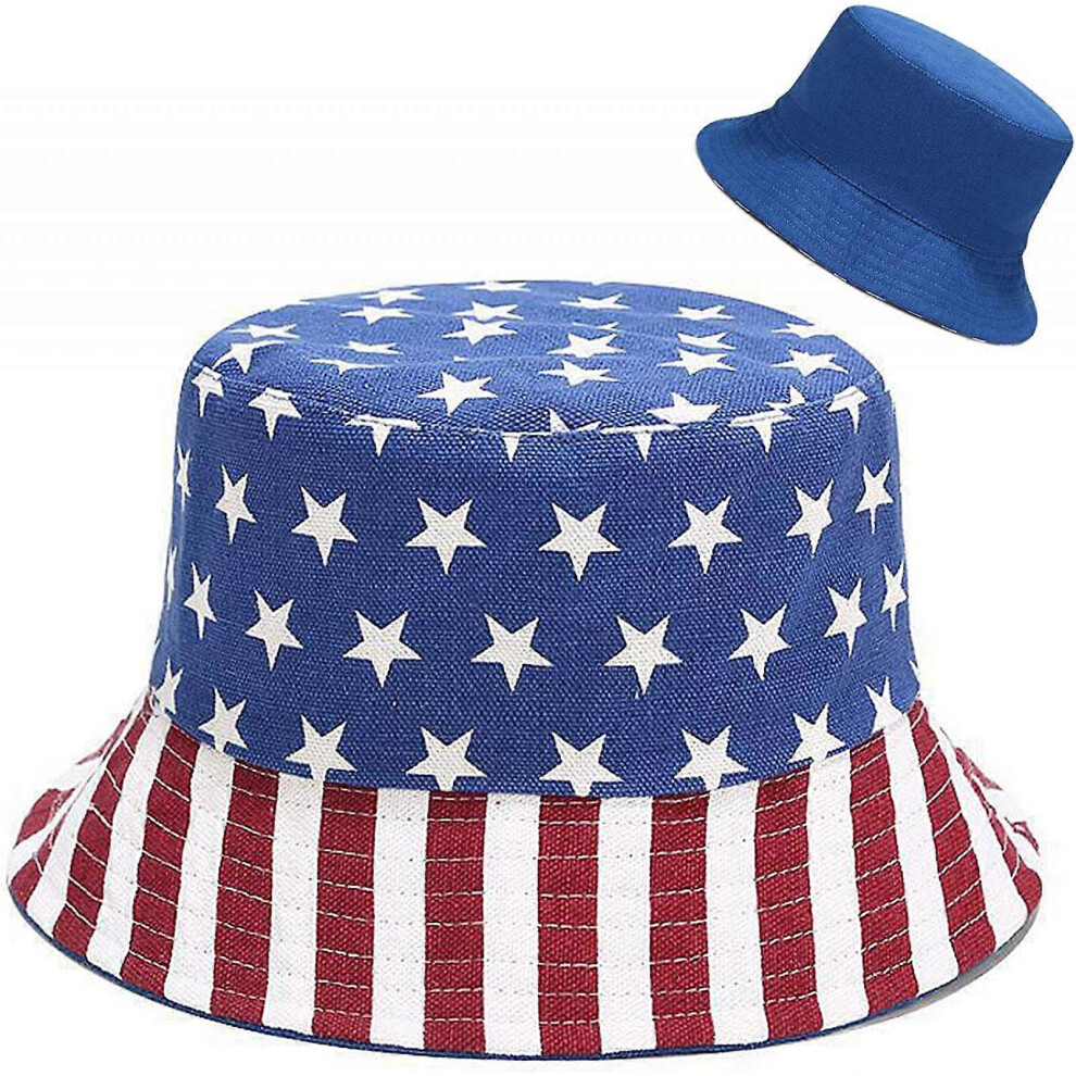 Kikidex (As Show, One Size) Cute Bucket Hat Beach Fisherman Hats For Women, Reversible Double-Side-Wear, Flag