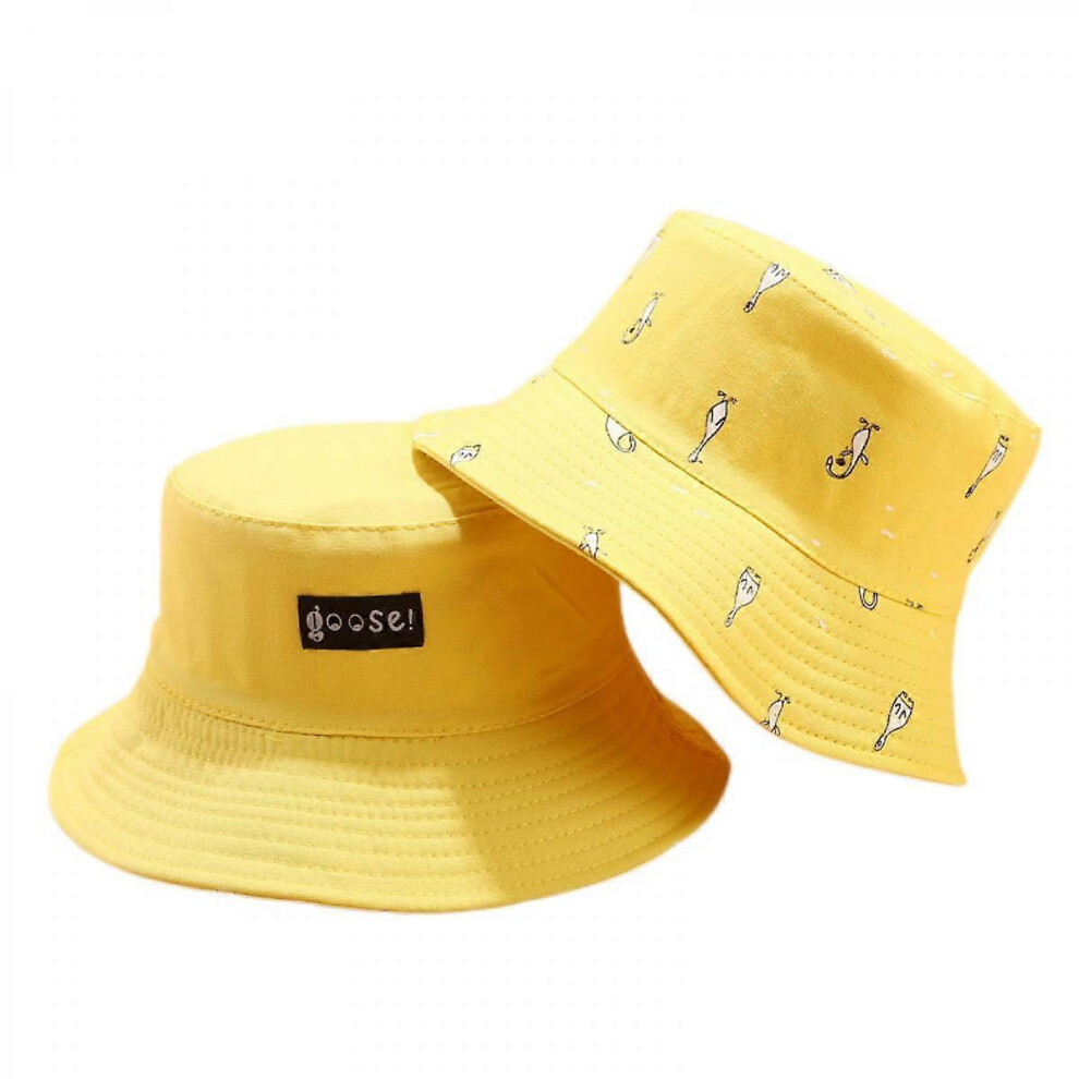 Kikidex (As Show, One Size) Cute Bucket Hat Beach Fisherman Hats For Women, Reversible Double-Side-Wear (Cute Goose,) Yellow