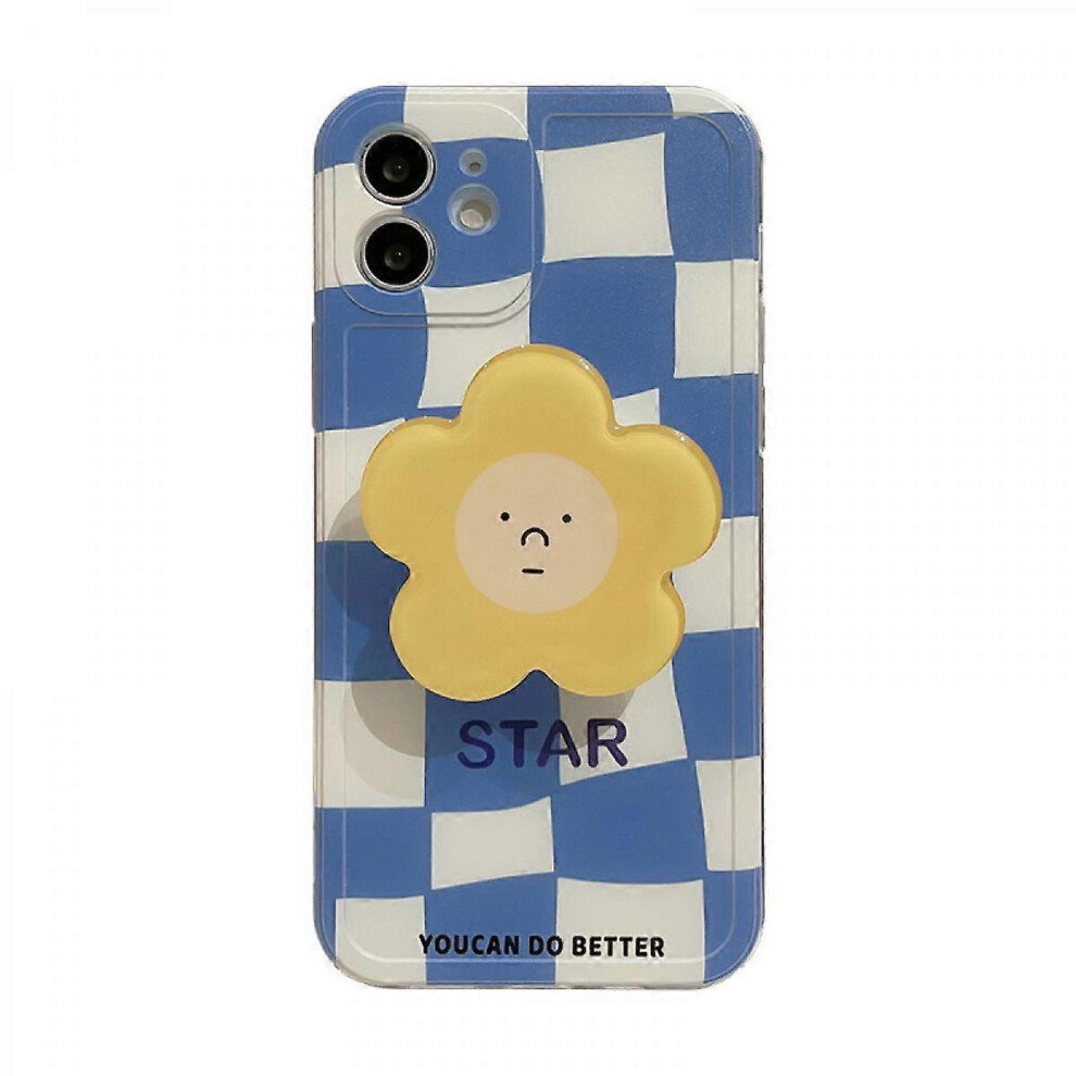 Kikidex (As Show, One Size) Checkered Flower Stand Phone Case For Iphone13promax Blue