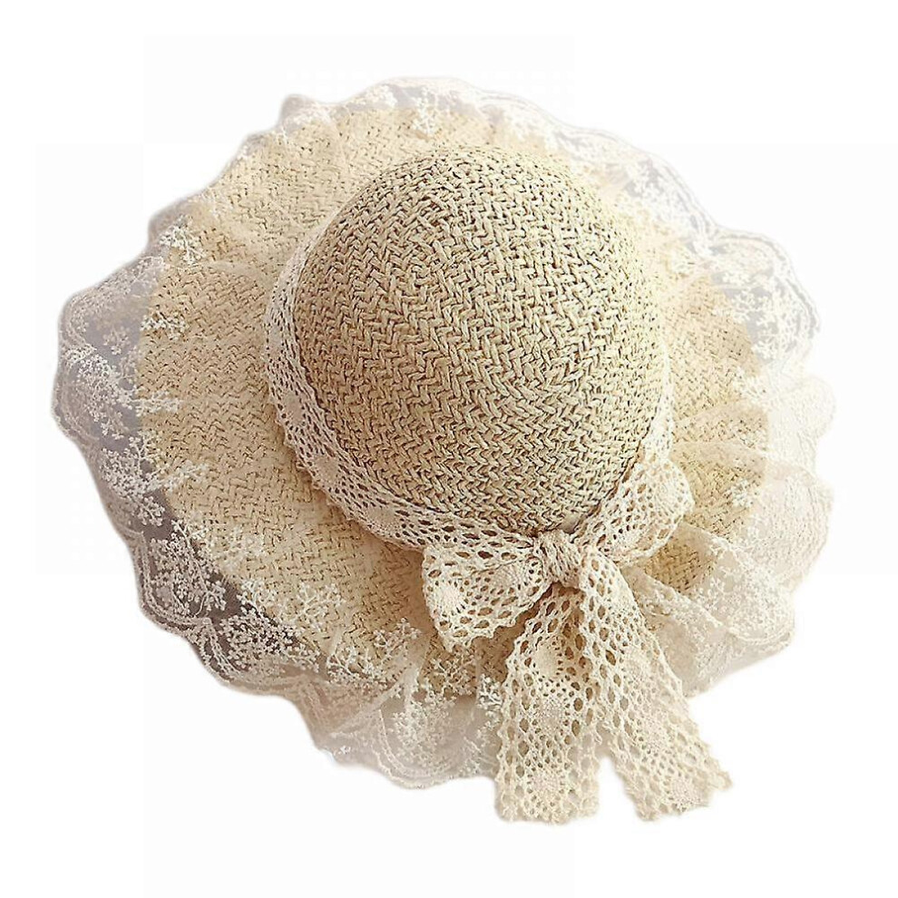 Kikidex (As Show, One Size) Little Girl Kids Summer Straw Hat Wide Brim Floppy Beach Sun Visor Hat