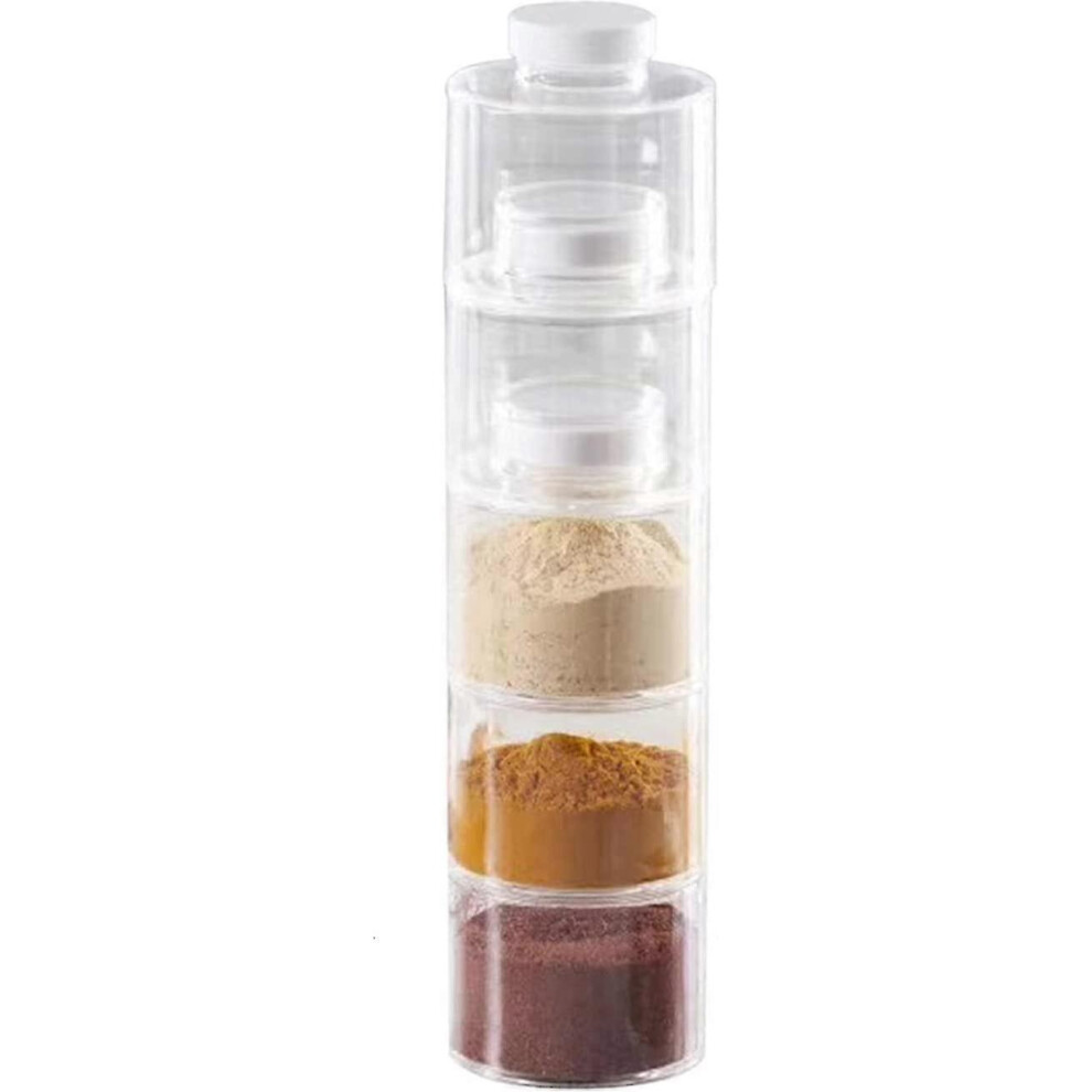 Round transparent condiment jar, stackable, 35 x 8.5 x 8 cm